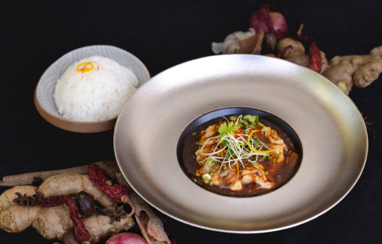 A Plated dish at East restaurant at Kuda Villingili Resort Maldives
