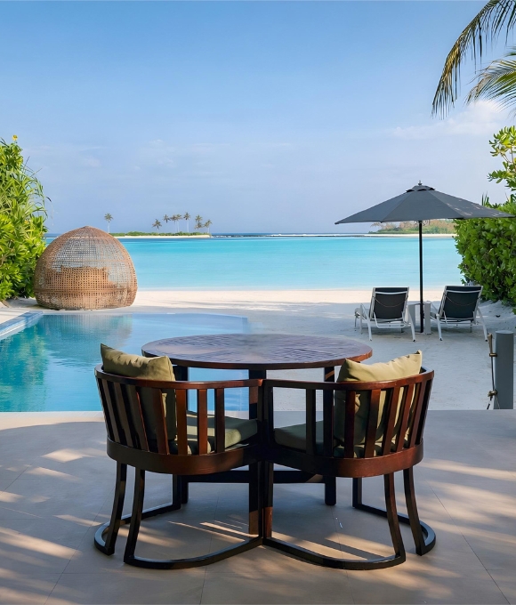 Sunset Beach Villa deck at Kuda Villingili Resort Maldives
