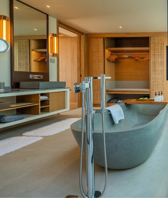 Sunset Beach Villa bathroom at Kuda Villingili Resort Maldives