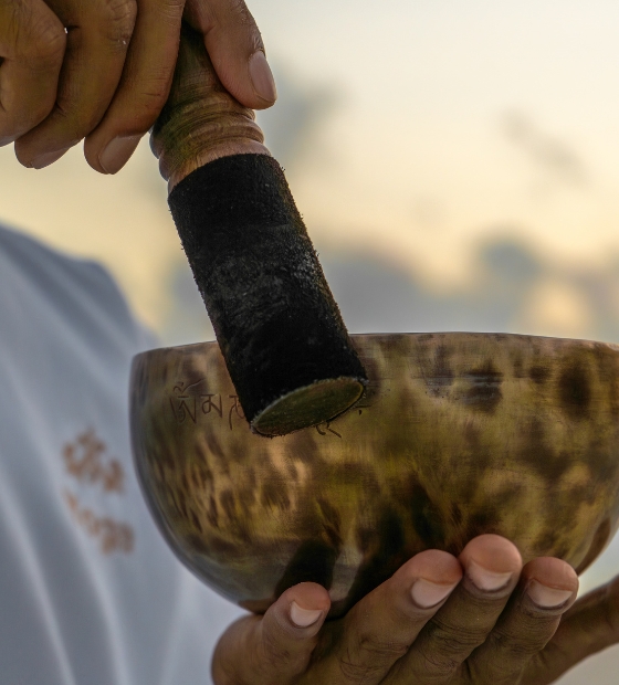 Sound healing bowls at Kuda Villingili Resort Maldives