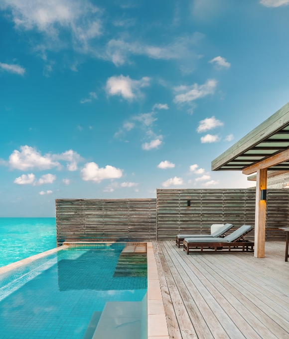 Sunrise Water Villa exterior at Kuda Villingili Resort Maldives