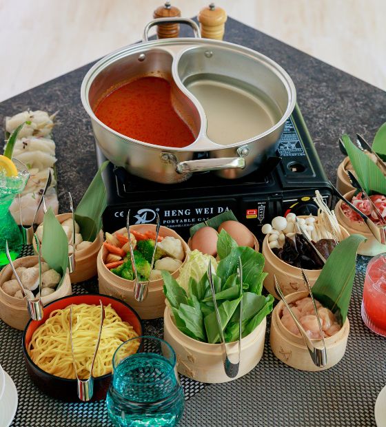 Bowls of East Restaurant dishes at Kuda Villingili Maldives