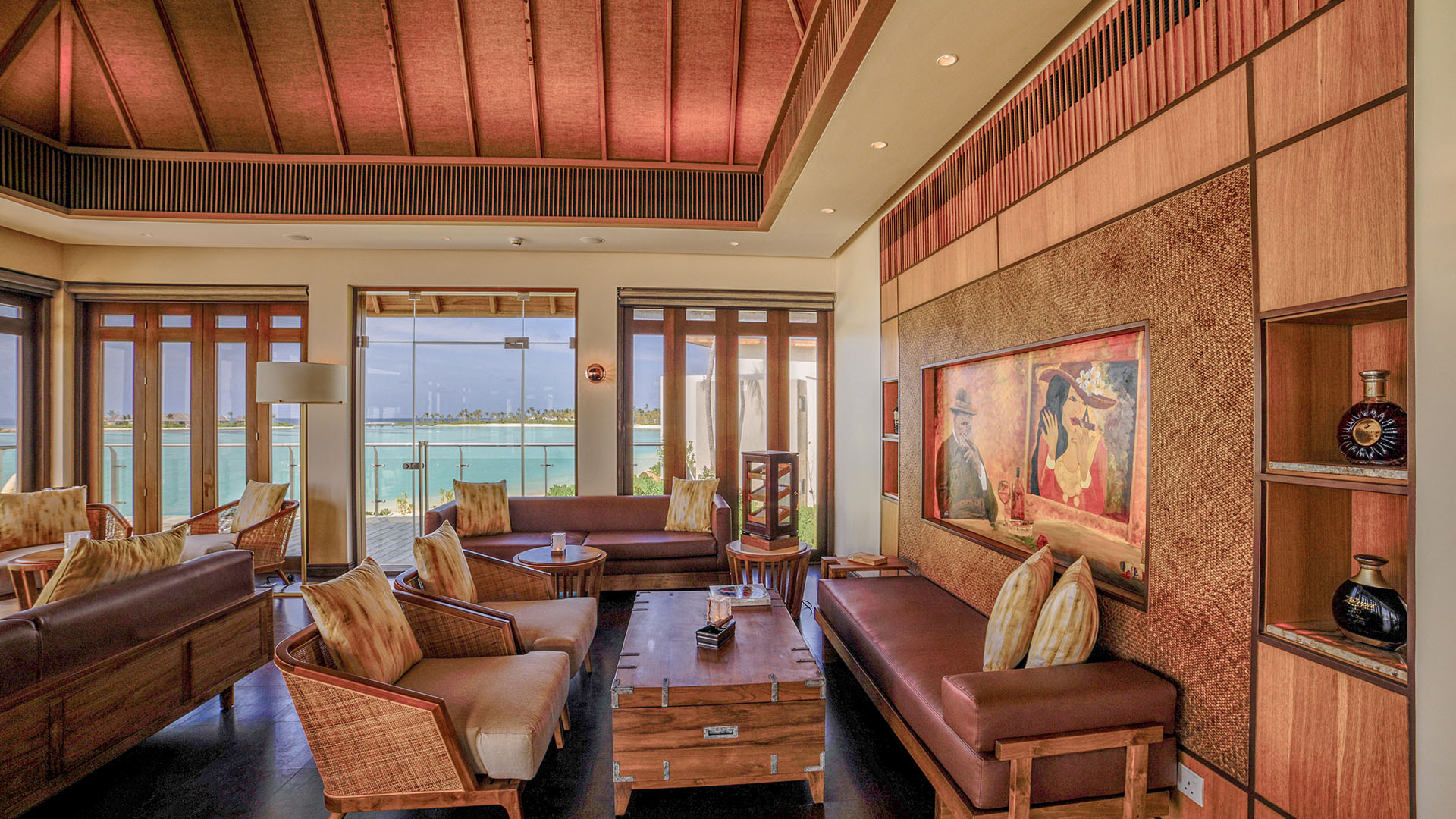 Stylish and comfortable seating at The Bar in Kuda Villingili Maldives