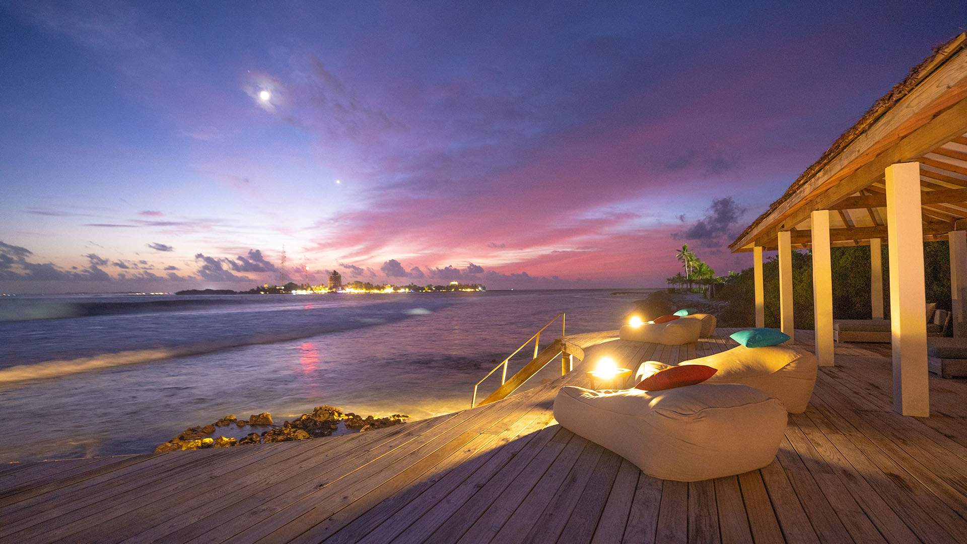 Ocean-facing deck with breathtaking views at Raalhu Bar in Kuda Villingili