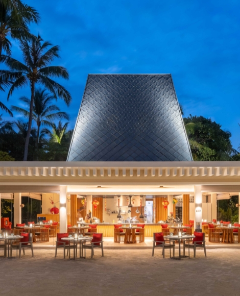 Facade of East restaurant at Kuda Villingili Maldives