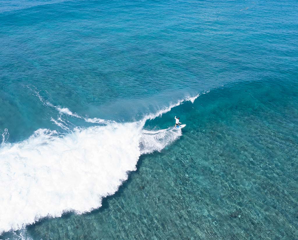 Sky view showcasing thrilling surfing experience at Kuda Villingili Maldives