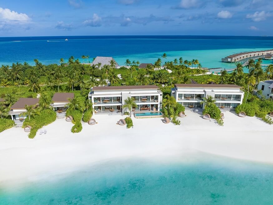 Ariel view of luxurious residences at Kuda Villingili